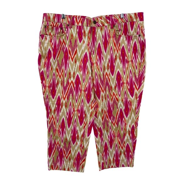 Jones New York Sport Stretch Crop Print Jean Tan Pink Size 18W - Picture 1 of 5